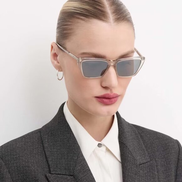 Saint Laurent Men Sunglasses Beige Silver Cat Eye SL737 MICA THIN 004 BRAND NEW - Picture 10 of 13